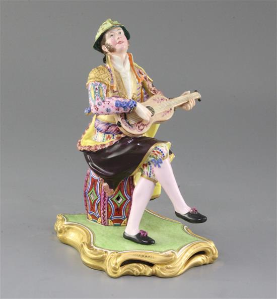 A Minton figure Spanish guitar player, c.1830, 19cm, slight restoration